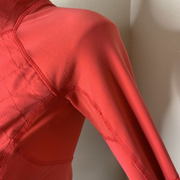 Lululemon Toasty Tech Quilted Elbow Love Red Coral 1/2 Zip Jacket Coat Sz 2 - Picture 9 of 14